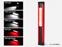 Lampe de travail LED portable rechargeable, dimmable, étanche, magnétique, COB, rouge, pour inspection de sécurité en atelier et bureau, en aluminium