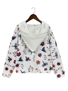 Maglione da donna con cappuccio e grafica floreale a farfalla e ape, 2026, stile Cottagecore, girocollo, a maniche lunghe, in maglia grossa a trecce con fiori - Product Image 4