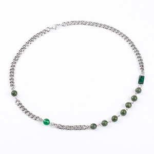 สร้อยคอคิวบาประดับคริสตัลอาเกตสีเขียวประดับลูกปัดเหล็กไทเทเนียมสำหรับสวมใส่ทุกวันฤดูร้อนปี 2022 - Product Image 1