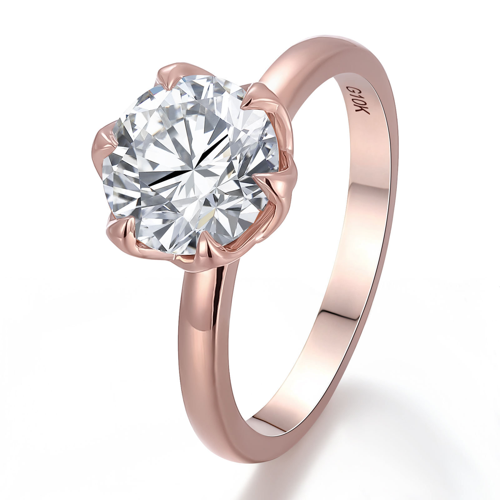 แหวนเพชรแล็บ ทองชมพู 10K