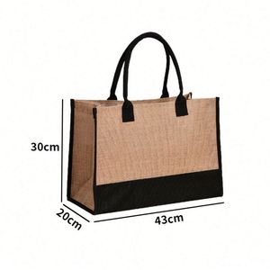 Sac fourre-tout en toile de jute pour le shopping, la plage, les cadeaux, personnalisable avec photo, texte, logo, pour mariage, Noël, anniversaire - Product Image 2