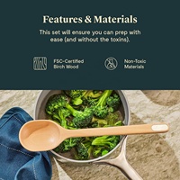FLYWOD Accessoires Maison et Cuisine, Ensemble d'ustensiles de cuisine en bois de bouleau