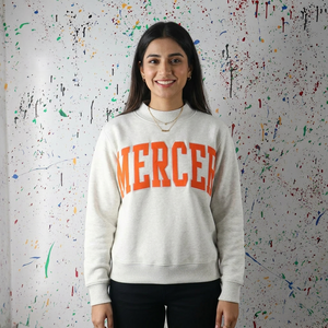 Sweat à capuche MERCER WHITE en molleton 100% coton avec broderie appliquée ORANGE, respirant et à séchage rapide, URBAN PRODUCTIONS - Product Image 1