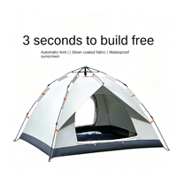 Tente pliable pour le camping, équipement de nuit, imperméable, épaissie, entièrement automatique, pour la plage et l'intérieur, résistante aux intempéries, installation rapide en une seconde