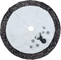 Jupe de sapin de Noël en peluche blanche avec rennes et flocons de neige à paillettes pour la décoration de la maison et du jardin en période des fêtes