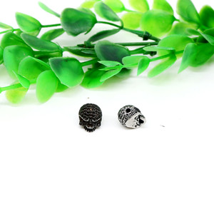Cuentas espaciadoras con forma de calavera de Yunnique, de acero inoxidable, estilo retro, para la fabricación de pulseras, componentes de joyería de forma redonda. - Product Image 4