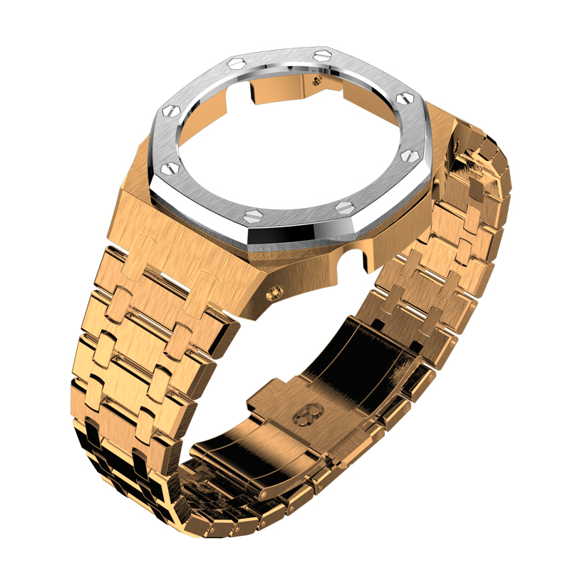 Rose gold case silver bezel