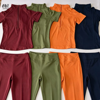 Ensemble 2 pièces Y2K pour femme, collection automne 2026, avec logo personnalisé, veste à demi-zip à manches courtes et pantalon