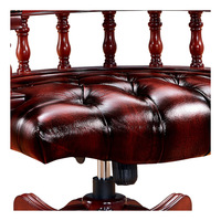 Chaise de bureau pivotante en cuir américain et européen avec base en bois et roulettes, chaise de patron de bureau, peut être pivotée, réglable en hauteur