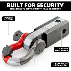 Attelage de récupération robuste Autobots Shackle Hitch 2 pouces, rouge et noir, capacité maximale 45000 lb, avec manille de 3/4 pouces, compatible avec attelage de 2 pouces - Product Image 3