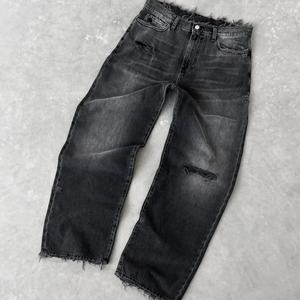 Wholesale Distressed <b>Men's</b> Baggy <b>Jeans</b> Custom Ripped <b>Men</b> Regular Fit Faded Washed <b>High</b> <b>Waist</b> Pants Casual Stock <b>Jeans</b> for <b>Men</b> - Product Image 2