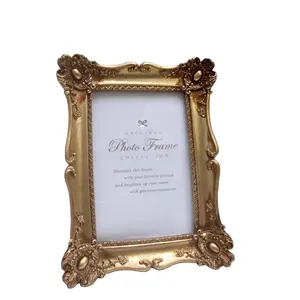 Vintage Photo Frame 6in 7in 10in Resin Frame With Baroque Style Vintage Gold Carve Patterns Home Decor