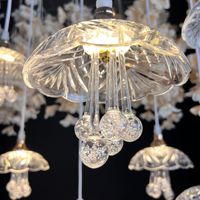 Nouveau lustre LED lumière 10 têtes méduse acrylique transparent lumière de méduse volante pour la décoration de plafond de fête de mariage