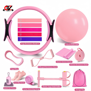 CZFIT 16-piece Pilates PVC Anti-Slip Resistance Loop Set for Home Yoga <b>Exercises</b> with Foot Pedals and Resistance <b>Bands</b> Unisex - Product Image 2