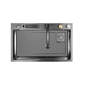 Nueva tendencia, fregadero inteligente de cascada antiarañazos en relieve de panal multifuncional <span class=keywords><strong>con</strong></span> arandela de taza, fregadero de cocina - Product Image 2