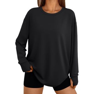 Womens Oversized Long Sleeve T <b>Shirt</b> Plus Size Loose Fit Workout Top Thumb Hole Knitted Fabric Fashion <b>Y2k</b> Style - Product Image 1