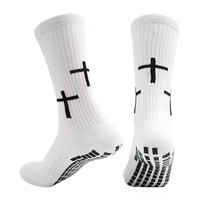 Chaussettes de football de haute qualité pour hommes Chaussettes de football longues Chaussettes de football antidérapantes Chaussettes noires personnalisées à poignée croisée