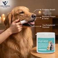 VELTRONA Lingettes humides pour animaux de compagnie, nettoyantes, désodorisantes et de toilettage, pour le nettoyage en profondeur des dents, des oreilles et des doigts, en spunlace doux, pour bain d'eau