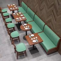 Ensemble de mobilier commercial en cuir pour restaurant, café moderne, hôtel et restauration rapide chinoise, comprenant canapé, banquette, table et chaises en bois carré
