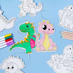 Girls and Boys Dinosaur Art Craft Kit Toddler <b>Bookmarks</b> Birthday Gifts 10 Sets Diy Mosaic Stickers for Kids - Product Image 3