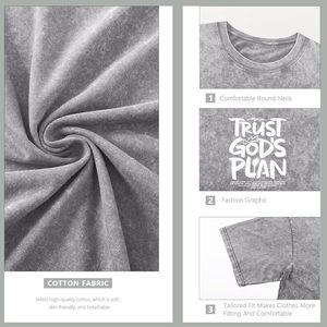 เสื้อยืด FOXA Trust Gods Plan สำหรับผู้ชาย ทรงโอเวอร์ไซส์ ลวดลายกราฟิกคริสเตียน ล้างสีแบบ Acid Wash แขนสั้น ผ้าคอตตอนเจอร์ซีย์ 100% เสื้อเชิ้ตแสดงความศรัทธา - Product Image 6