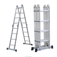 Échelle pliante multifonction en aluminium 4*4 marches 4,7 m avec capacité de charge de 150 kg, adaptée aux travaux en extérieur et aux chantiers de construction
