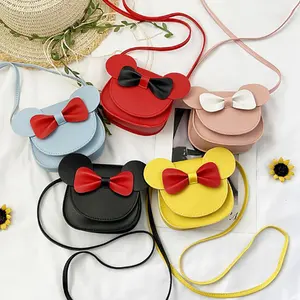 PU Couro Crianças Messenger Bag Crossbody Cute Mouse Orelha Bowknot Magnético Snap Shoulder Bags Presentes Para Ela