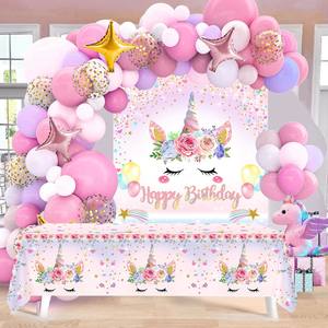 <strong>Unicorn</strong> Birthday Balloon Garland Arch Kit and <strong>Party</strong> Backdrop <strong>Party</strong> <strong>Supplies</strong> for Girls Women Birthday Decorations - Product Image 3