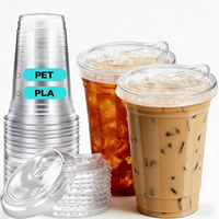 Gobelets en plastique PET transparents jetables pour boissons glacées, thé à bulles, café glacé, avec logo personnalisé imprimé en gros, 12, 16, 20, 24 oz