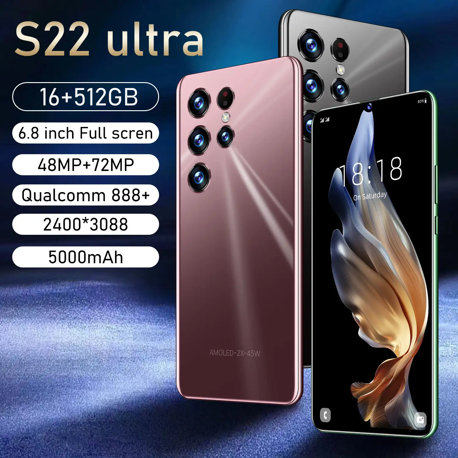 2022 ucuz android unlocked s22 t8000 5000mah cep smartphone 4g 5g cep telefonu