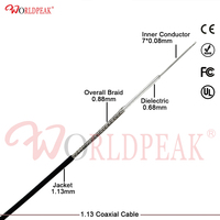 Kabel Koaksial 1.13mm 50 Ohm Micro Coax untuk Antena Internal Smartphone Drone FPV GPS WiFi