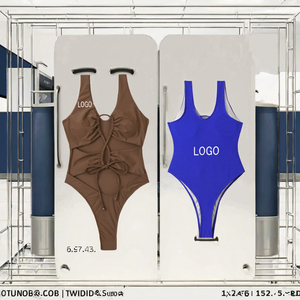 Maillot de bain une pièce sexy couleur unie avec string, taille haute, séchage rapide, écoresponsable, en Spandex/Polyester pour femme - Product Image 3