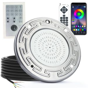 Luz LED empotrada para piscina de 6 pulgadas, 12W, de acero inoxidable, iluminación subacuática con control remoto y aplicación para piscinas - Product Image 1