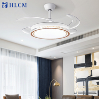 Ventilateur de plafond LED avec télécommande, 42 pouces, avec lumière fantaisie, lustre moderne pour la maison et le bureau, à intensité variable et CRI élevé 90