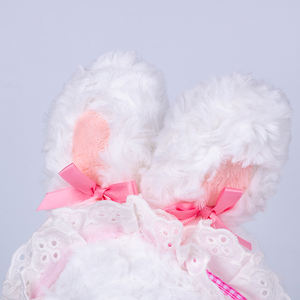 Peluche lapin assis super douce, adorable jouet lapin aux oreilles tombantes pour enfants avec nœud papillon et ruban décoratif - Product Image 3