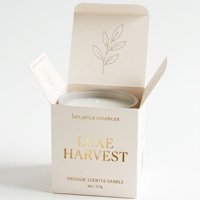Boîte cadeau de luxe pliable personnalisée avec logo double face, estampage à chaud en or, gaufrage, matériaux recyclés pour l'emballage de bougies parfumées
