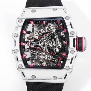 Elegante y Exclusivo Reloj Mecánico Automático con Caja de Fibra de Carbono Blanca, Movimiento Tourbillon, Esqueleto, Unisex, Casual, Resistente al Agua - Product Image 1