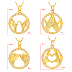 Set di 12 Collane con Ciondolo a Forma di Gesto della Mano, Tono Oro con Zirconi, Charm a Cuore, Pace, Amore, Pollice in Su, Regalo di Compleanno per Adolescenti - Product Image 3