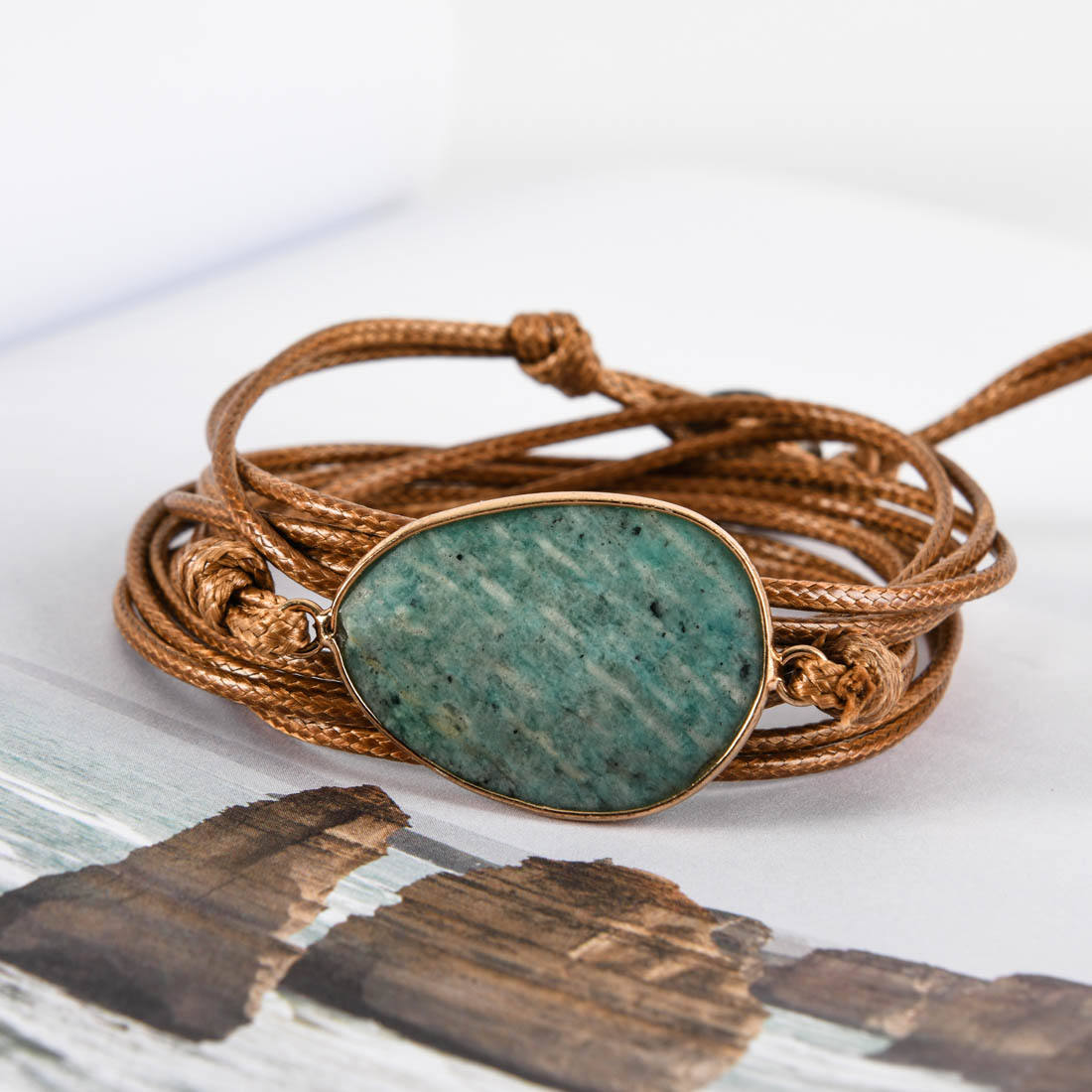 Wholesale Boho Jewelry Bracelets for Men Women Exquisite Natural Leather  Rope Wrap with Gem Stones Handmade for Gift Occasions