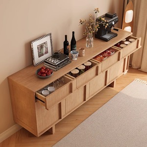 Solid Wood <b>Sideboard</b> Natural Color 180Cm <b>Storage</b> Cabinet Living Room Entryway Furniture - Product Image 2