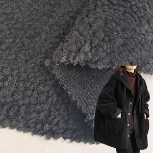 Tissu en polaire sherpa <span class=keywords><strong>berbère</strong></span> thermique 100% polyester de couleur unie noir 340GSM en gros pour veste, vêtements pour enfants, literie - Product Image 1