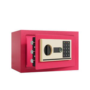 ตู้เซฟอิเล็กทรอนิกส์พร้อมรหัสผ่าน ล็อคลายนิ้วมือ กุญแจฉุกเฉิน ตู้เซฟนิรภัยป้องกันไฟไหม้ ซ่อนได้ กันน้ำ สำหรับเก็บเงินสด สีแดงกุหลาบ - Product Image 5