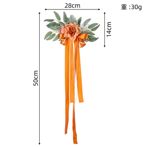 Chaise de mariage fleurs arrière <span class=keywords><strong>cuisine</strong></span> décor roses artificielles extérieur mariage Guide rideaux cravate pour décorations de noël - Product Image 6