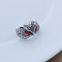 YL Bague de doigt style rétro européen-américain, en alliage argenté antique avec pierre naturelle, motif hibou et œil, bijou de main Hip-Hop, vente en gros