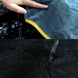 Serviette épaissie à séchage rapide personnalisée Auto Care Detailing Microfiber Car Wash Chiffon de nettoyage Serviette torsadée