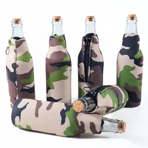 Regalo di promozione stivali marroni forma personalizzata cerniera bottiglia Neoprene isolato Bar bottiglia manica birra Koozy con apribottiglie