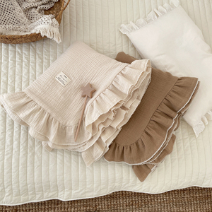 Coperta Avvolgente per Neonati a 4 Strati con Bordo a Volant in Tessuto di Mussola 100% Cotone Biologico per Fasciare i Neonato - Product Image 2