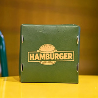 Boîte à hamburger pliable intégrée de style minimaliste en carton biodégradable jetable, fabriquée sur mesure en usine, compacte et portable