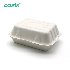 Oasis personalizado 20g bagazo desechable compostable Eco Fish and Chip Container cajas 7,5 "x 6" x 2,5 "doblado para almuerzos para llevar - Product Image 3