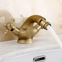 Robinet de lavabo antique à double commande, entièrement en cuivre, style américain, électroplaqué, avec cartouche céramique, anti-éclaboussures, à poser sur le comptoir
